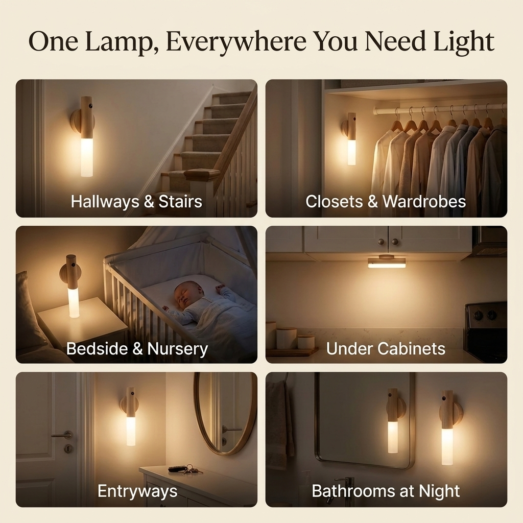 Sensor light glowing in a hallway