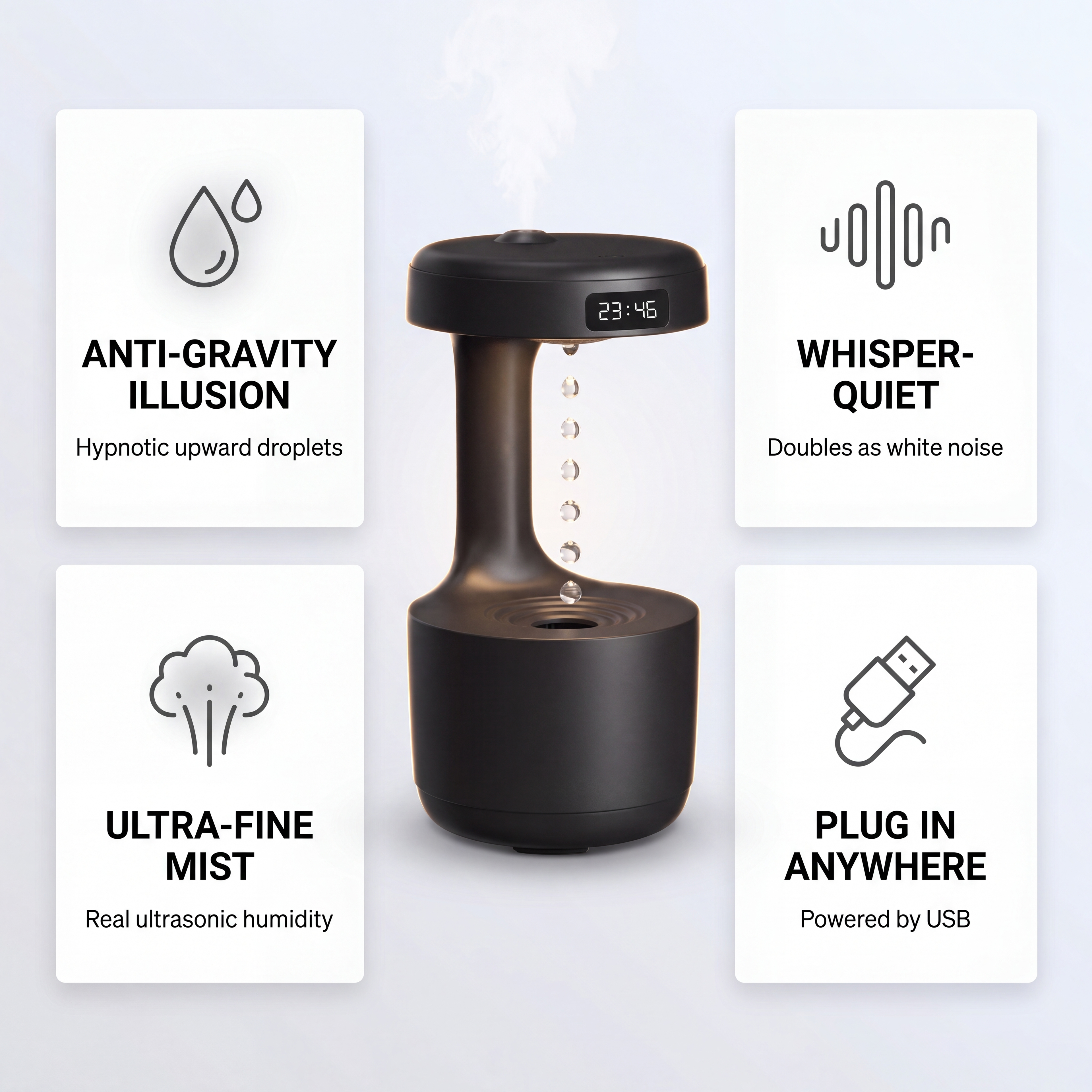 Anti-Gravity Humidifier — calmer air, mesmerizing mist